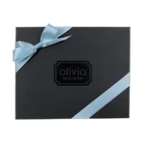 Blue ribbon on a black giftbox