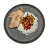 Tataki de atún con arroz basmati y verduras salteadas alérgenos: pescado, soja, gluten, sésamo